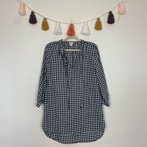 J. Crew Gingham Plaid Printed Linen Cotton Tunic Size XS